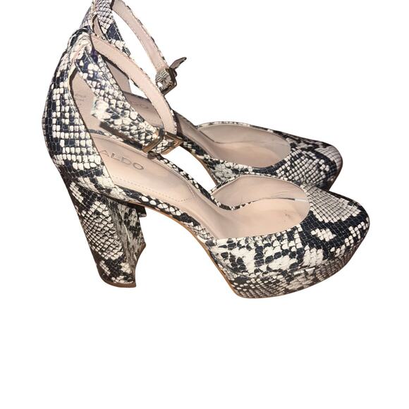 ALDO Snake Print Ankle Strap Round Toe Platform Heels Size 7 - Picture 9 of 16